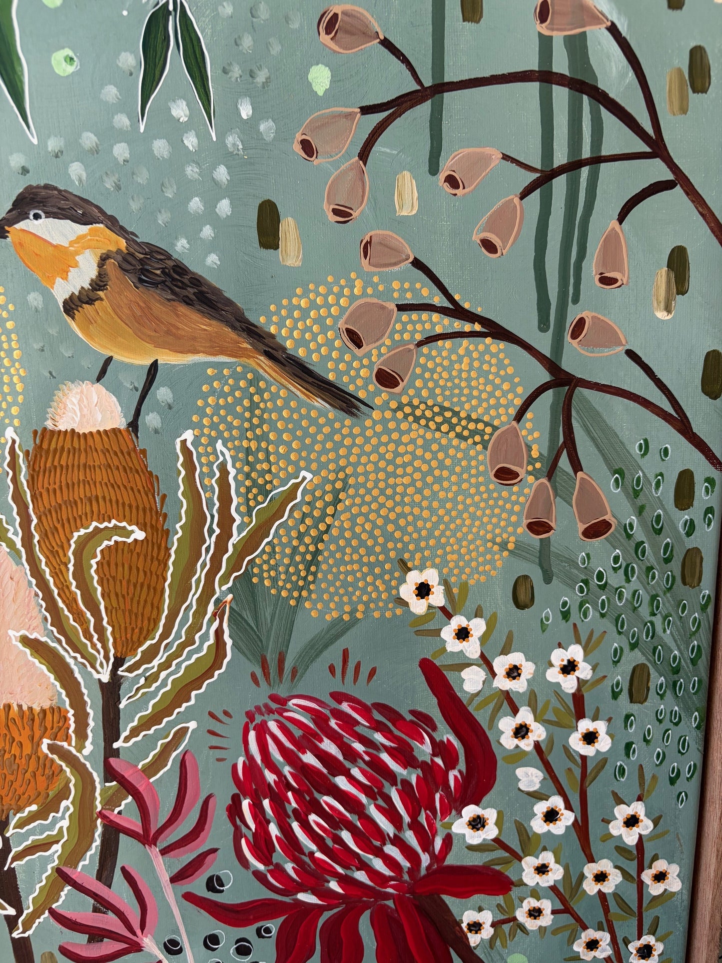Teal Bush Serenade - Original Artwork