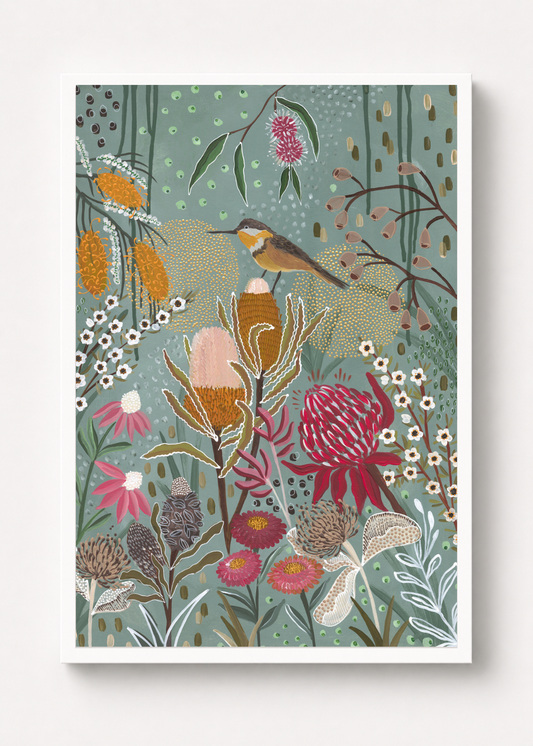 A Teal Bush Serenade Print