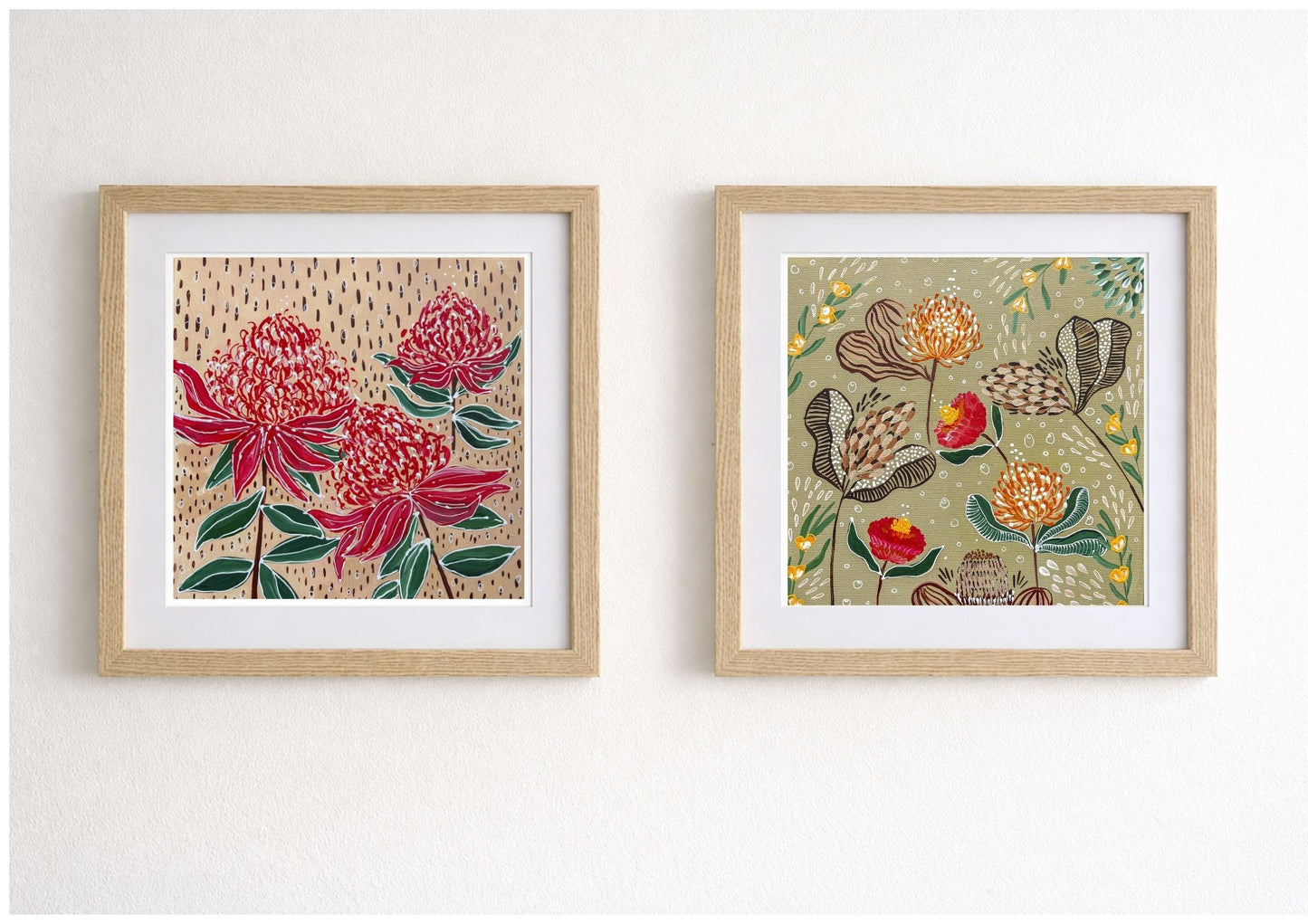 Waratah Blooms - Beige - Fine Art Print