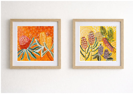 Old Man and Coastal Banksias - Orange - Fine Art Print