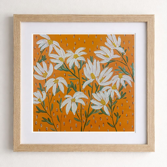 Flannel Flowers - Soft Orange - Fine Art Print
