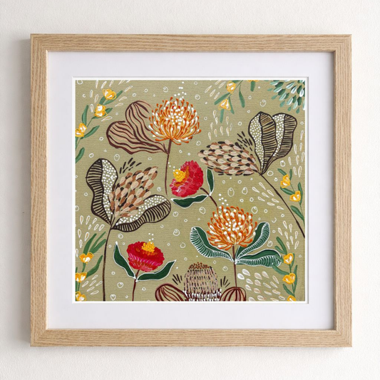 Wildflower Garden - Olive - Fine Art Print