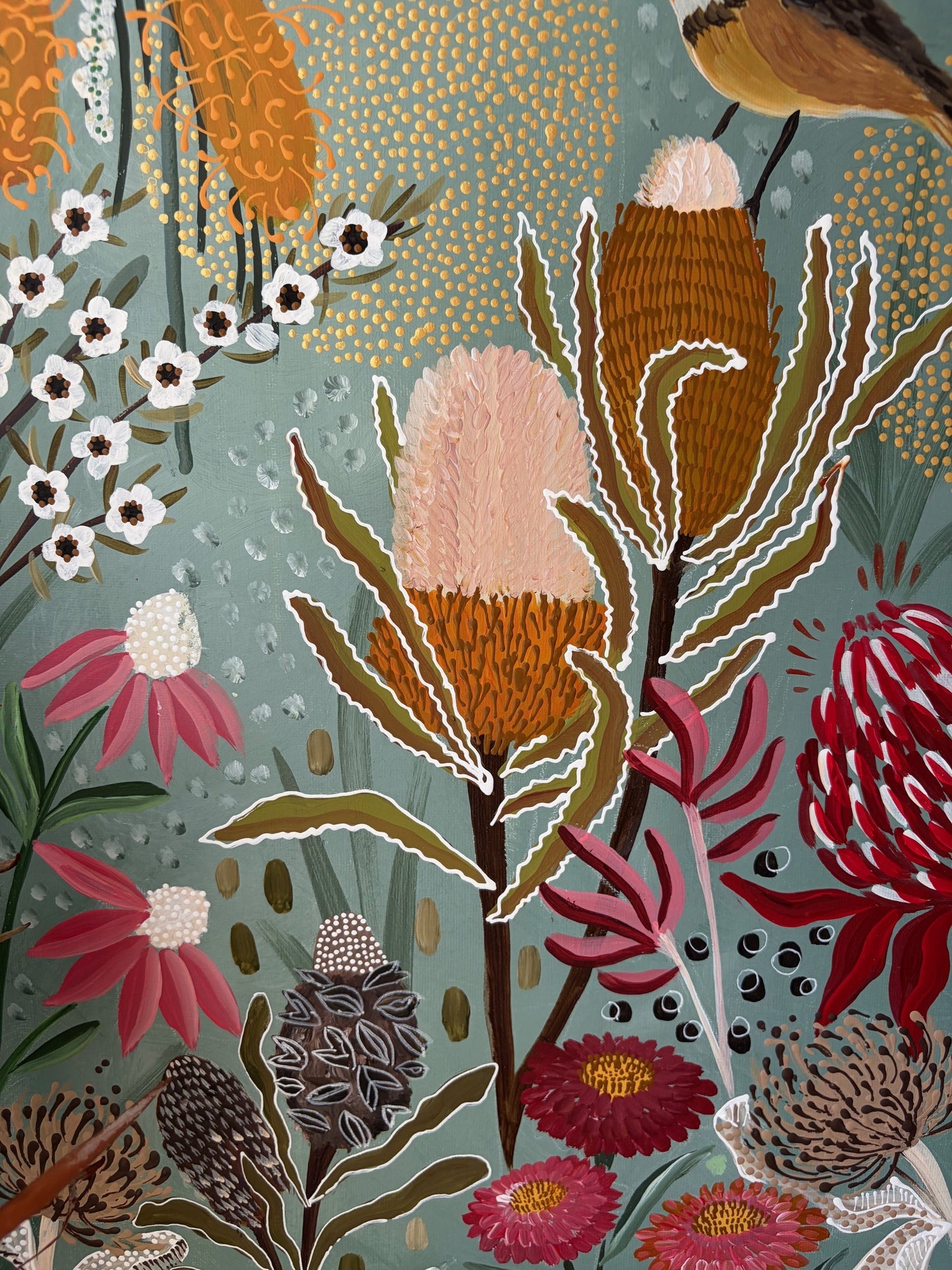 Teal Bush Serenade - Original Artwork